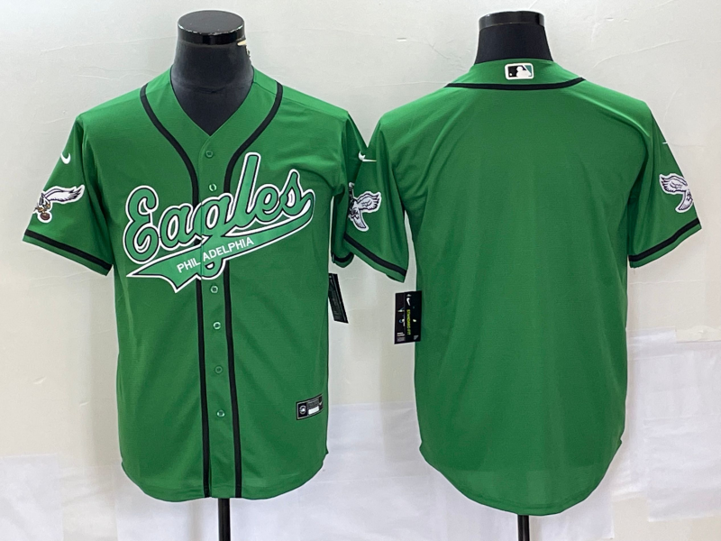 Men's Philadelphia Eagles Blank Green Cool Base Stitched Baseball Jersey Men's Philadelphia Eagles Blank Green Cool Base Stitched Baseball Jersey